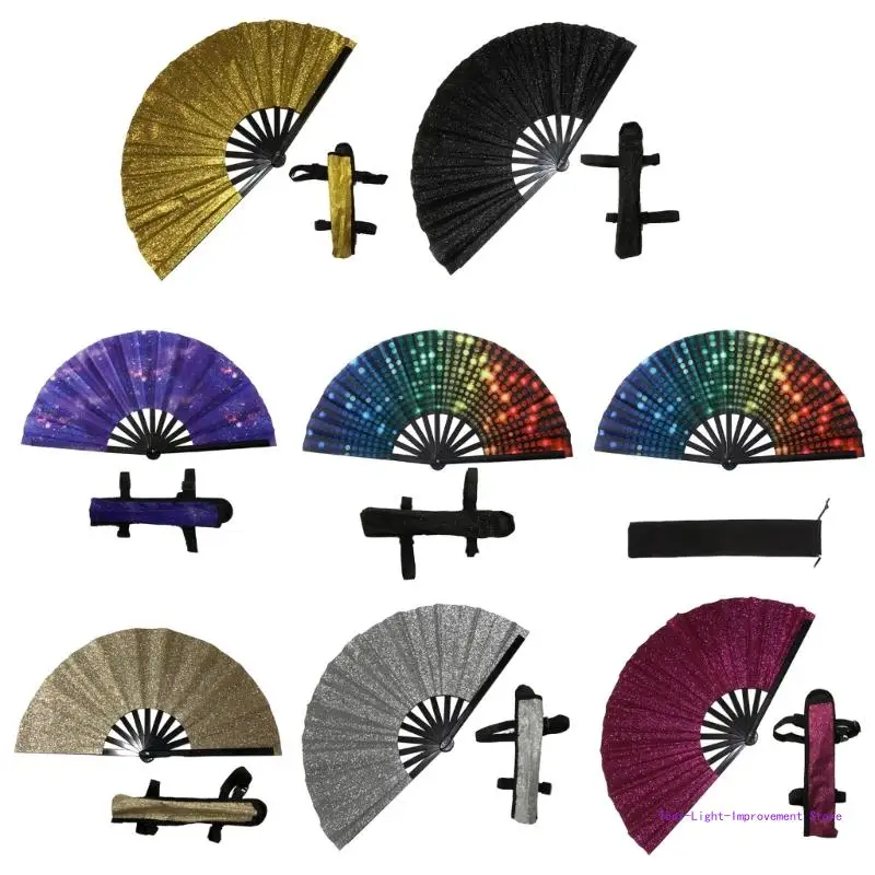 C63E Glitter Hand Fan Elegant Decorative Fan for Both Men and Women Gift Hand Fan