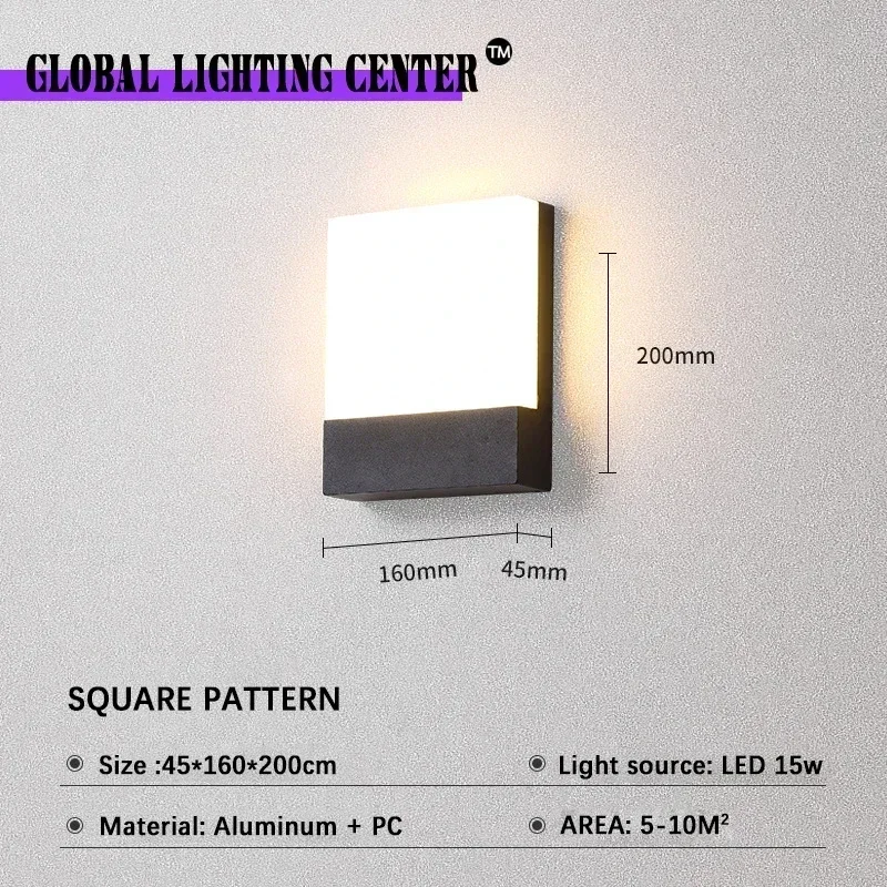 Imagem -02 - Lâmpada de Parede Acrílica Led Simples Alumínio Shell Alpendre ao ar Livre Luzes Decoração para Casa 110240v 15w