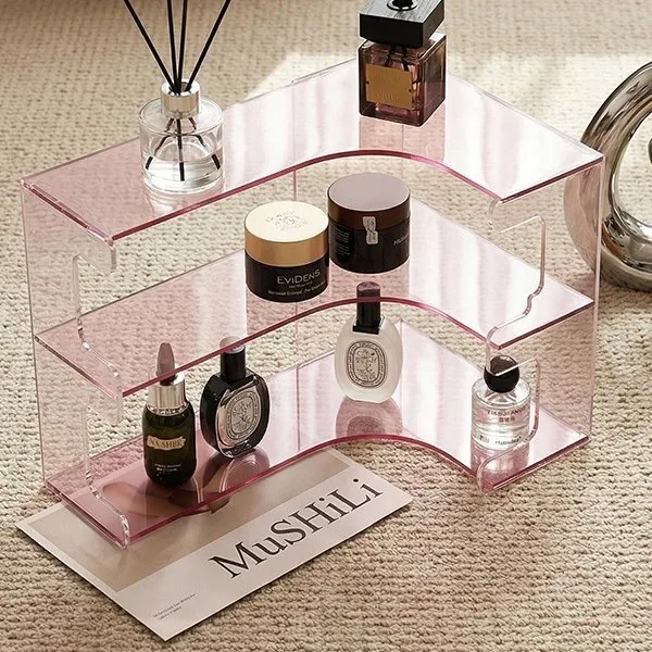 Transparent acrylic table leg support tripod gradient living room partition cabinet, INS dining room island with raised water