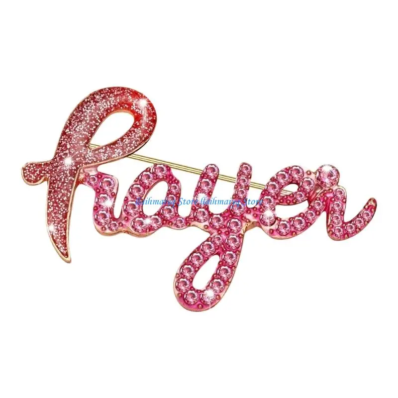 573B Dainty Zinc Alloy Breast Cancers Awareness Pin Accessories Delicate Letters Shaped Brooch Perfect For Any Outfit
