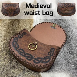 New Medieval Retro Punk Waist Bags Viking Style Leather Boat-Shaped Waist Bag Halloween Party Costume Role Playing Cosplay Props