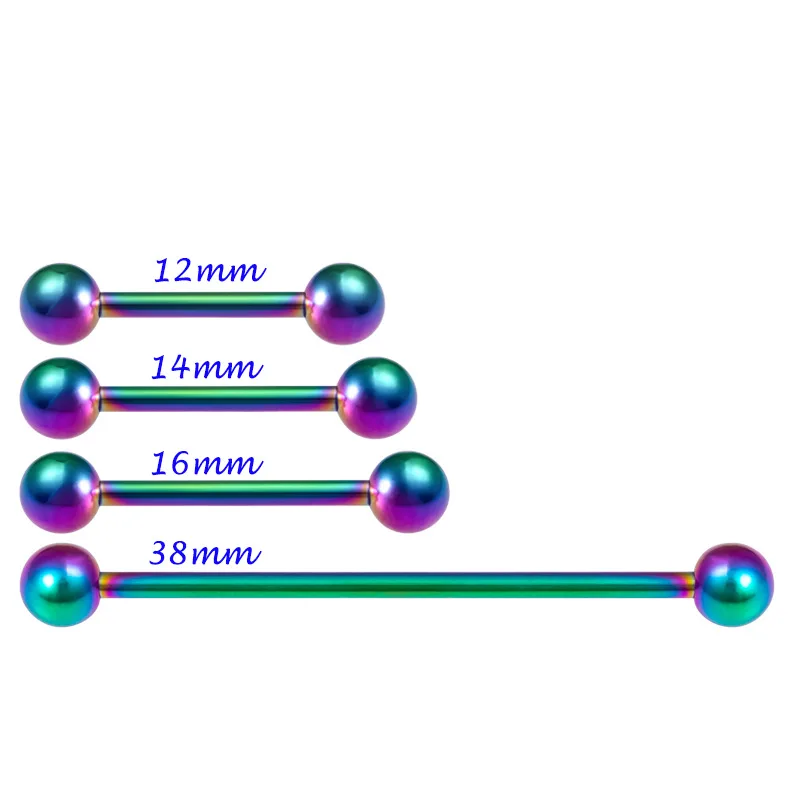 Guemcal Stainless Steel Round Ball Straight Barbell Ring 10 Mounting Combination Multi-size Long Rod Stud Ear