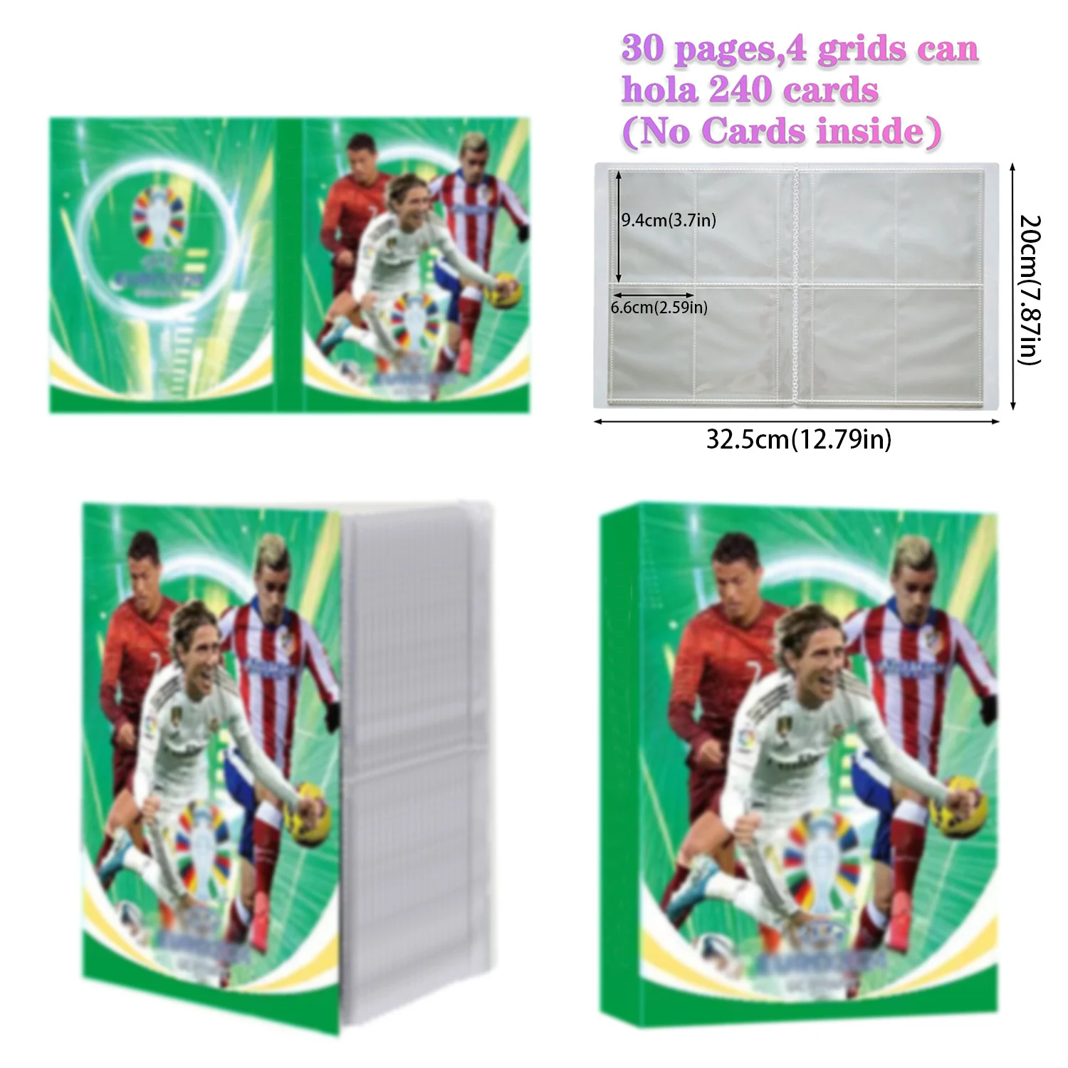 Football Star Card Green Album Map Letter Holder Binder 240pcs Star Card Box Collection Album Book Folder Kid Toy Gift 2023 New