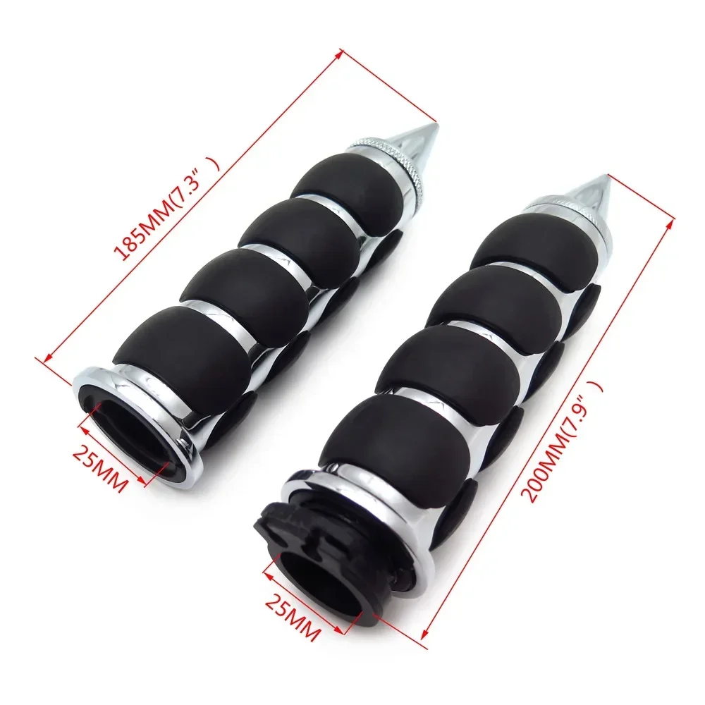 

Motorcycle Spike 25mm/1" Rubber Handlebar Grips for Harley Road King CVO Springer Deluxe,GL1800 2001-2012