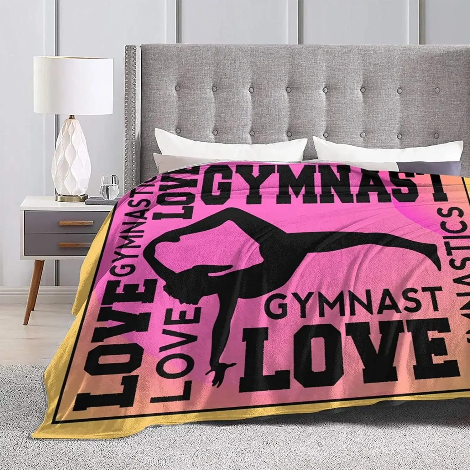 Love Gymnastics Fleece Throw Home Decor Soft Cozy Blanket Bed Couch Sofa for Girls Boys Teens Blanket 50