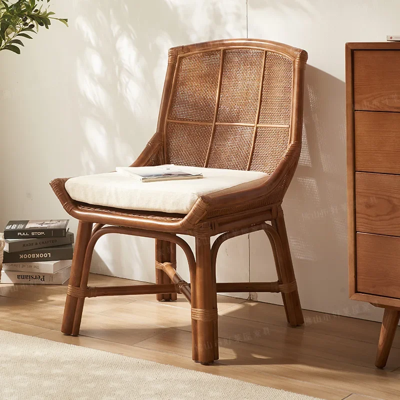 Cadeira de vime real estilo japonês, ágata natural, rattan indonésio, retrô, casual, cadeira única, restaurante, jantar, homest