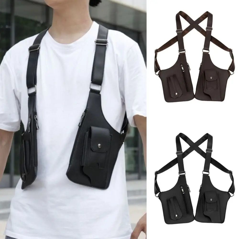 Leather Strap Underarm Strap Wallet Pocket Vintage Luxury Shoulder Harness Bag Double Hidden Pocket Anti-Theft