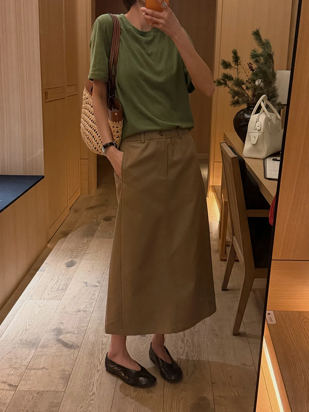 

Ретро-юбка миди цвета хаки с запахом, облегающая, с завышенной талией, прямого кроя, стройнящая, весна 2026, для повседневной носки, в корейском стиле, женская