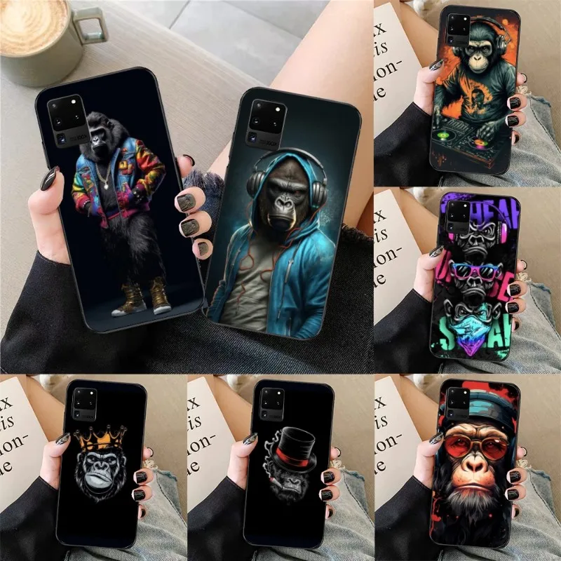 Monkey Orangutan Smart Phone Case for Samsung Galaxy S23 S22 S21 S10 S9 S8 Plus Ultra Black Soft Phone Cover Funda