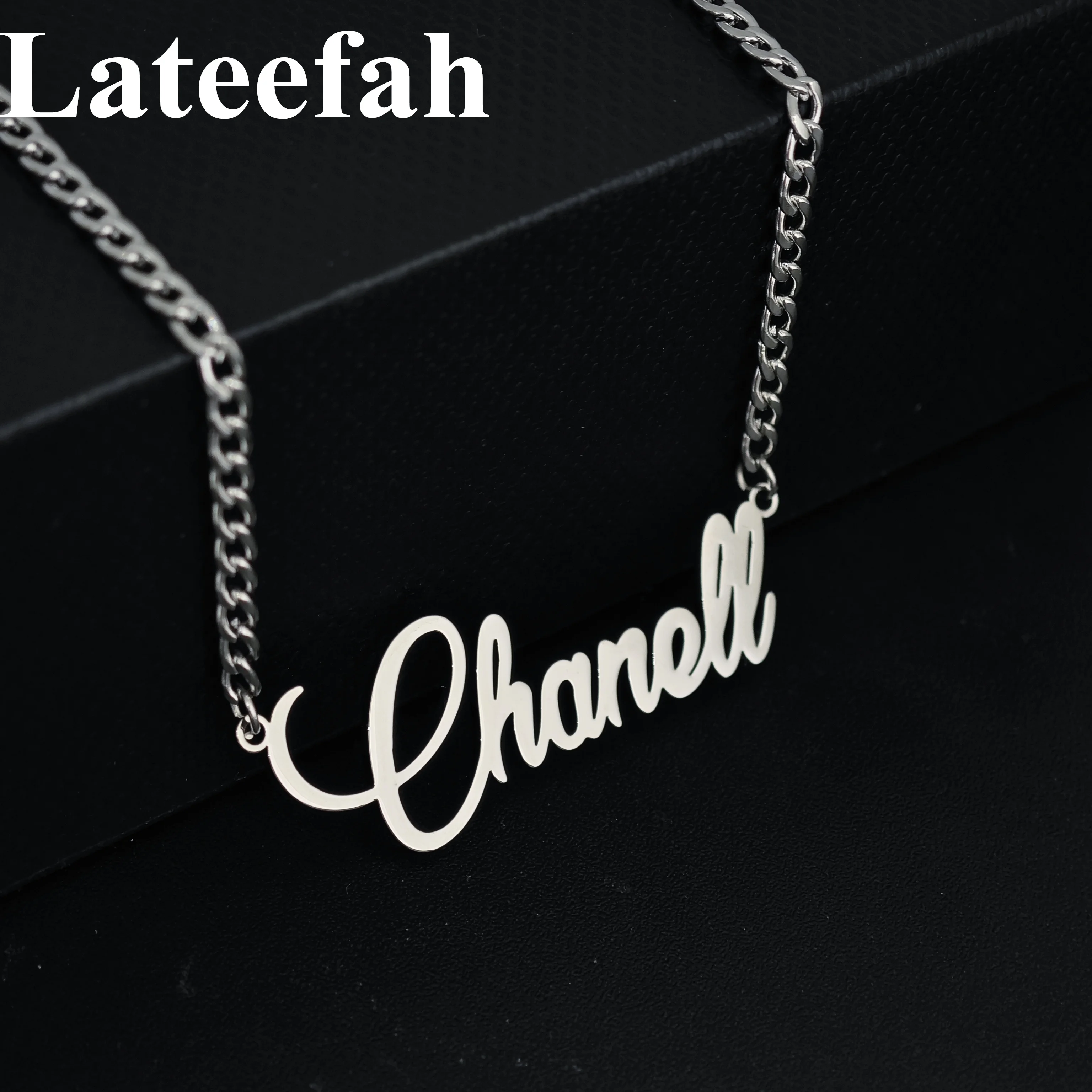 Lateefah Stainless Steel Bamboo Earring Necklace Set Customized Custom Name Jewelry