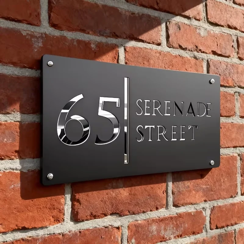 1 Stück Individuelles Nummern- und Textschild aus Acryl, Doppelschichtiges Hausnummernschild, Adress-Türschild, Deko für Zuhause, Wohnung und Briefkasten