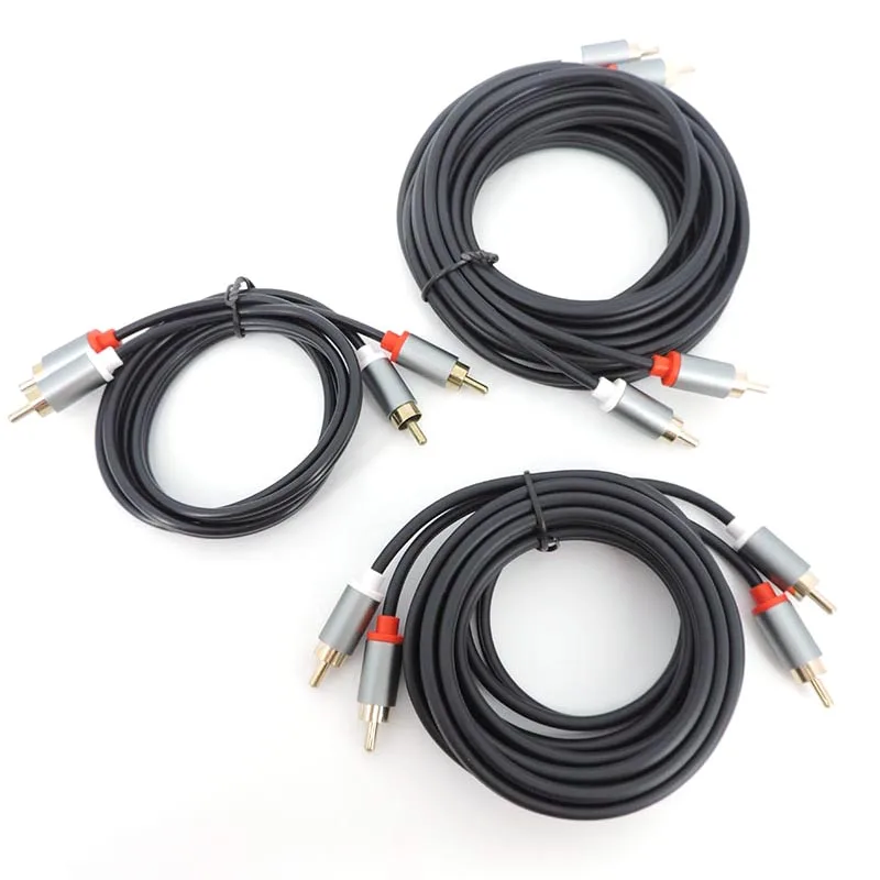 1m 2m 3m 2 RCA Male To 2RCA Male Audio connector extend Cable Amplifier For speakers Theater DVD TV CD Soundbox Gold Plated p1