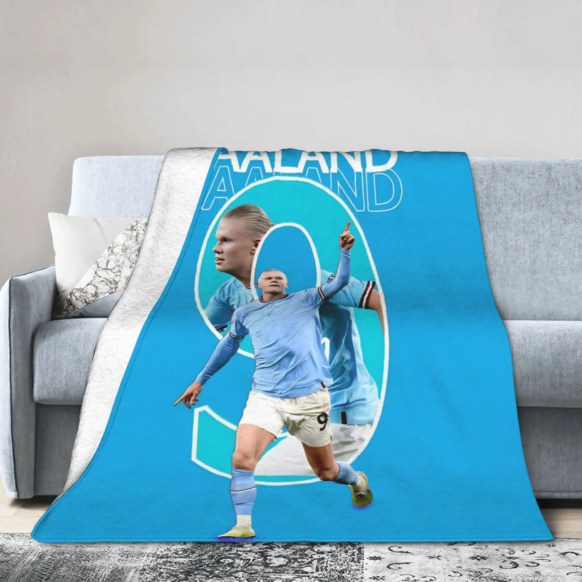 Haalands Flannel Blanket Number 9 Football Soccer Awesome Throw Blanket for Home Hotel Sofa  125*100cm Bedspreads