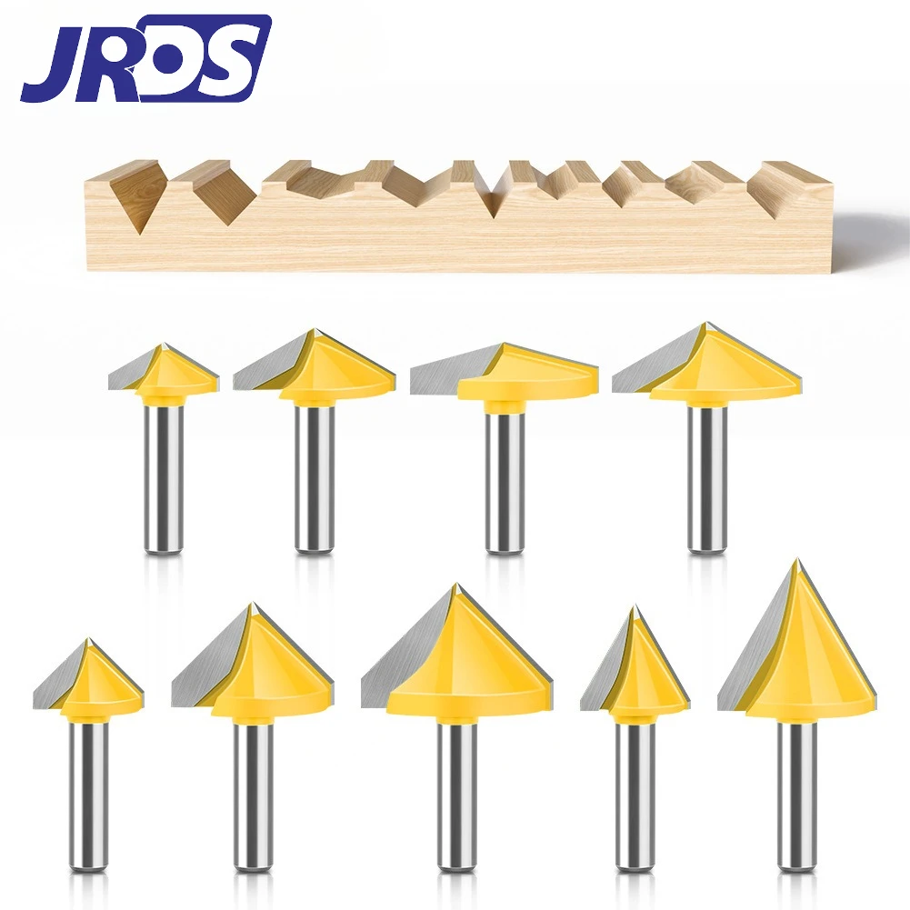 JRDS 8mm Shank 3D V-Type Wood Router Bit, 60-150 Degree V Groove Engraving Cutter for CNC Wood Carving & Trimming Machine