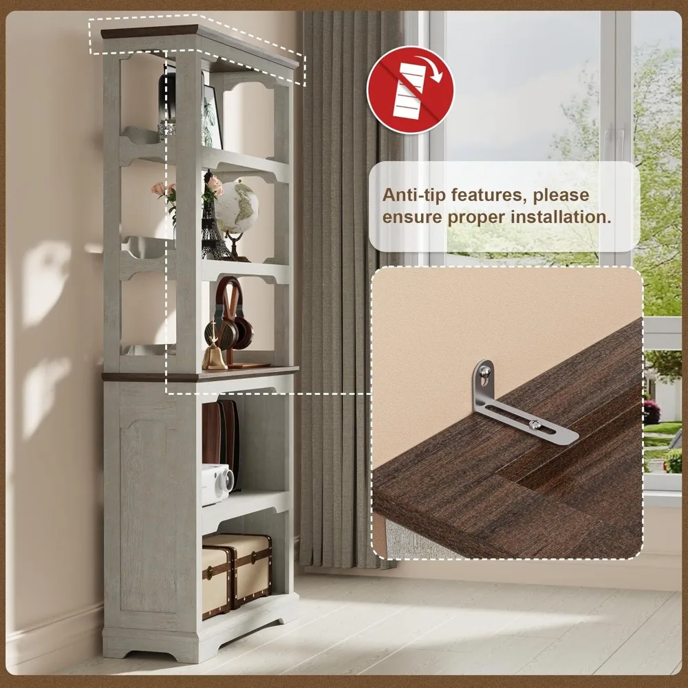 خزانة كتب مفتوحة للتخزين بطول 5 طبقات بطول 70 بوصة - بعرض 31.5 بوصة، مثالية للمنزل والمكتب وغرفة النوم والاستخدام المدرسي