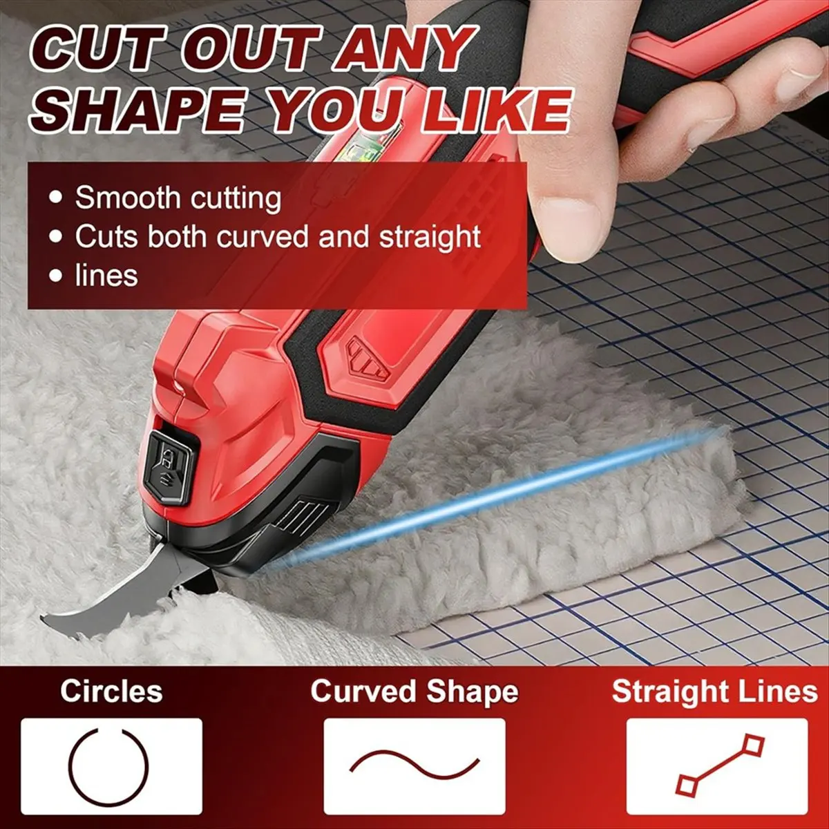 

*CCNIM Electric Scissors with 2 Blades, 4.2V Cordless Fabric Shears Rechargeable Cloth Cutter, Power Shears for Sewing US Plug