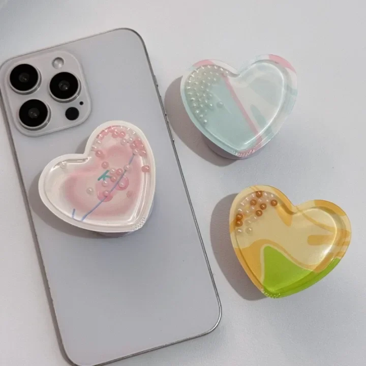 Новый стильный держатель подушки безопасности для мобильного телефона в форме сердца с песчаным потоком, подходит для всех серий телефонов Apple и Samsung