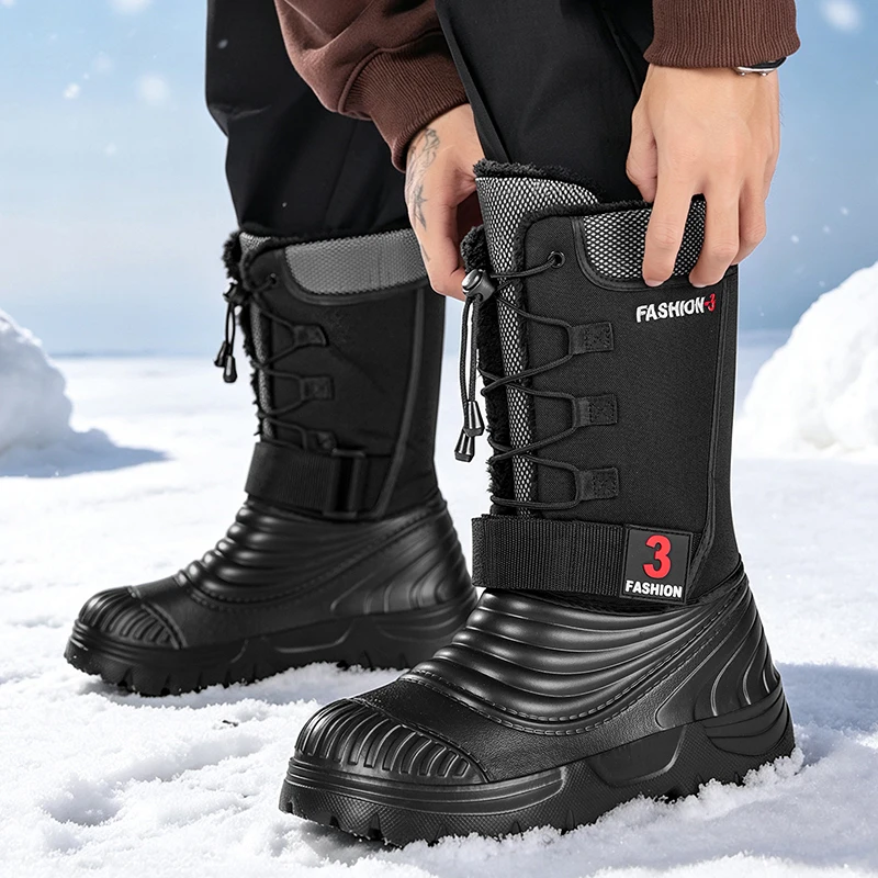 Men's Snow Boots High-Top Elastic Slip-On Autumn Winter Street New Versatile