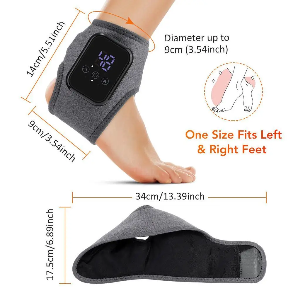 

Electric Ankle Massager with 3 Gears Heated Wrap Foot Support Brace for Joint Sprain Pain Relief Vibration Heating Massage Strap