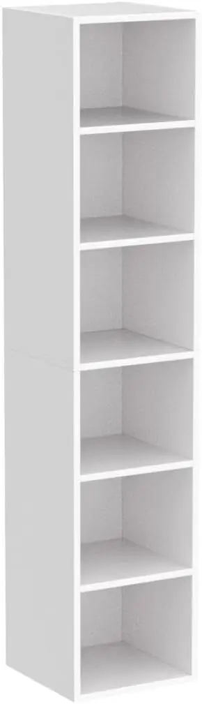 70.9 Inch Tall Narrow Bookcase, Modern White Corner Bookcase with Storage, 6 Tier Cube Display Shelves for Home Office