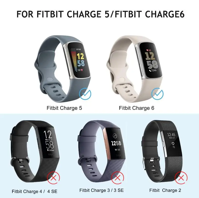 Sport Band Compatible with Fitbit Charge 6/5 Bands Women Men, Classic Soft Replacement Straps Wristbands for Fitbit Charge 6 / 5 - view 3
