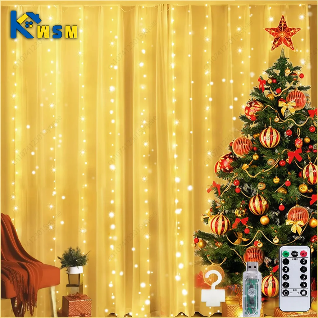 

3M Curtain Led Lights String Christmas Decorations Garland Festival Decoration Bedroom Home Holiday Wedding Fairy Decor Lights