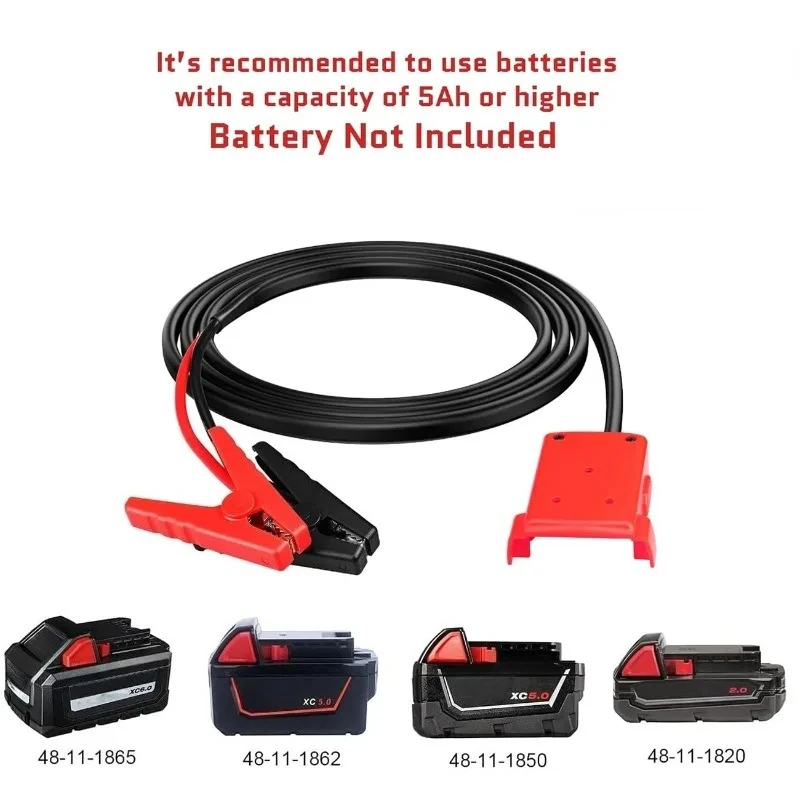 8 AWG Cable Clamps Power Tool Cables Car Jump Start Cables for Milwaukee/DL 18V/20V Lithium Batteries for Most Vehicle Models