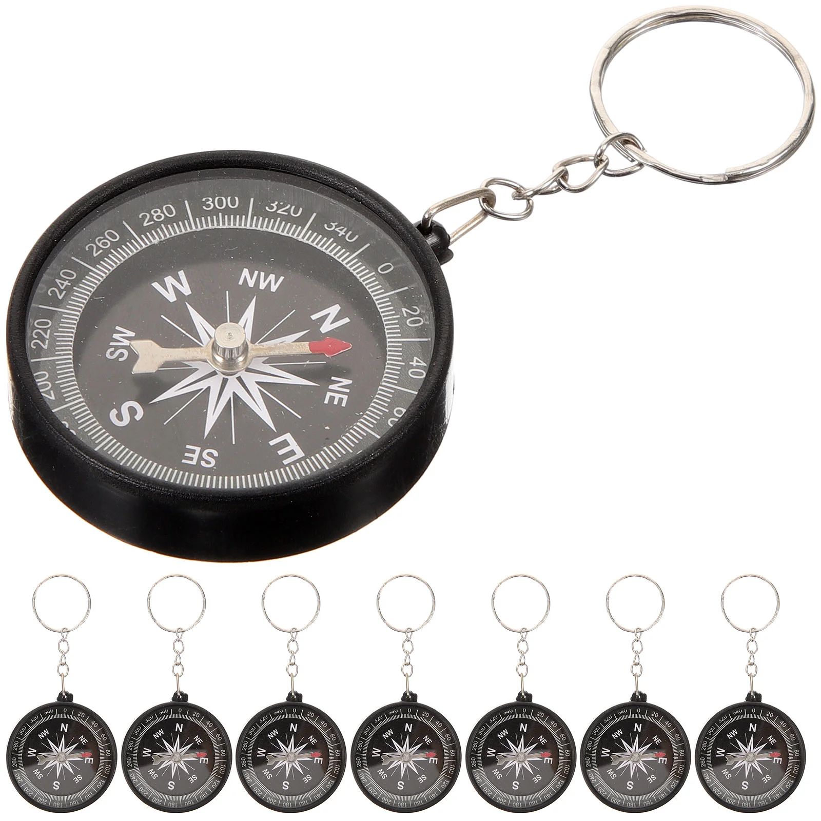 

12 Pcs Pirate Compass with Keychain Compass Key Chain Key Ring Bag Pendant Handbag Jewelry Children Gifts (Black)