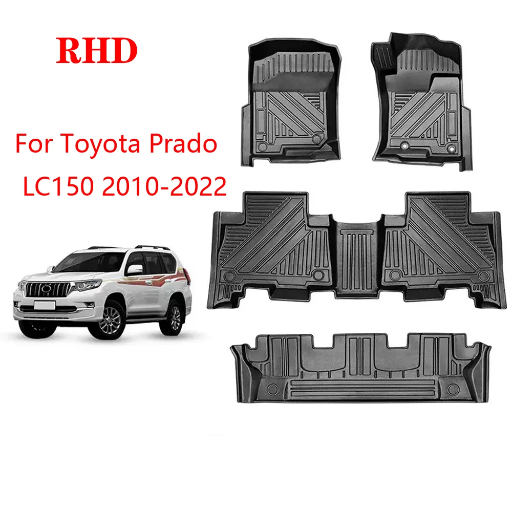

For Toyota Prado LC150 2010-2022 Interior Accessories Car Floor Mat Waterproof TPE Rubber Car Mat 7 Seat 5 Seats Car Pedals