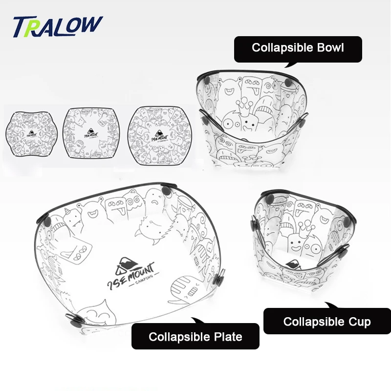 

TRALOW Ultralight Portable Foldable Tableware Set,Easy to Clean,Food Grade Material,for Camping,Travel and Family Outdoor Dining