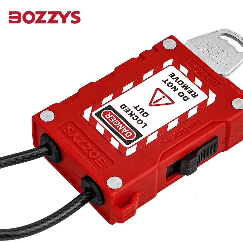 Регулируемый тросовый замок BOZZYS Lockout Tagout с кабелем диаметром 4 мм для предупреждения и капитального оборудования промышленного оборудования