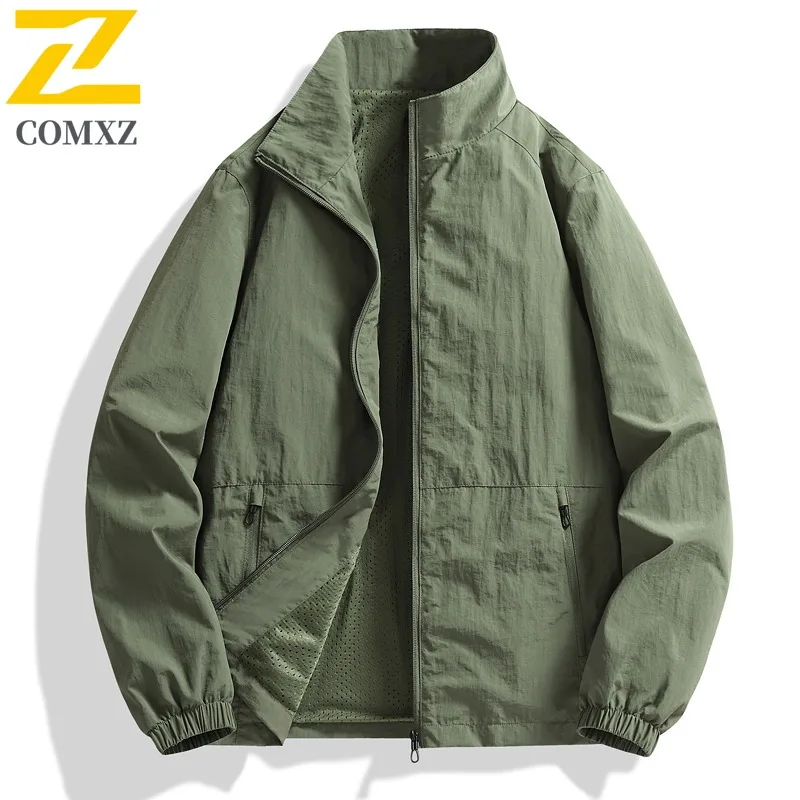 COMXZ سترات ذات ياقة ثابتة ماركة جديدة فاخرة كورية فضفاضة للسفر والتخييم سترة واقية سترة واقية 2025 معطف واق من المشي للرجال #6