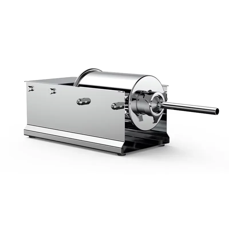 HR3LW 7lb Horizontal Sausage Stuffer 2 Speed Stainless Steel Meat Filler 3 Liter Capacity for Home Commercial Kitchen Use