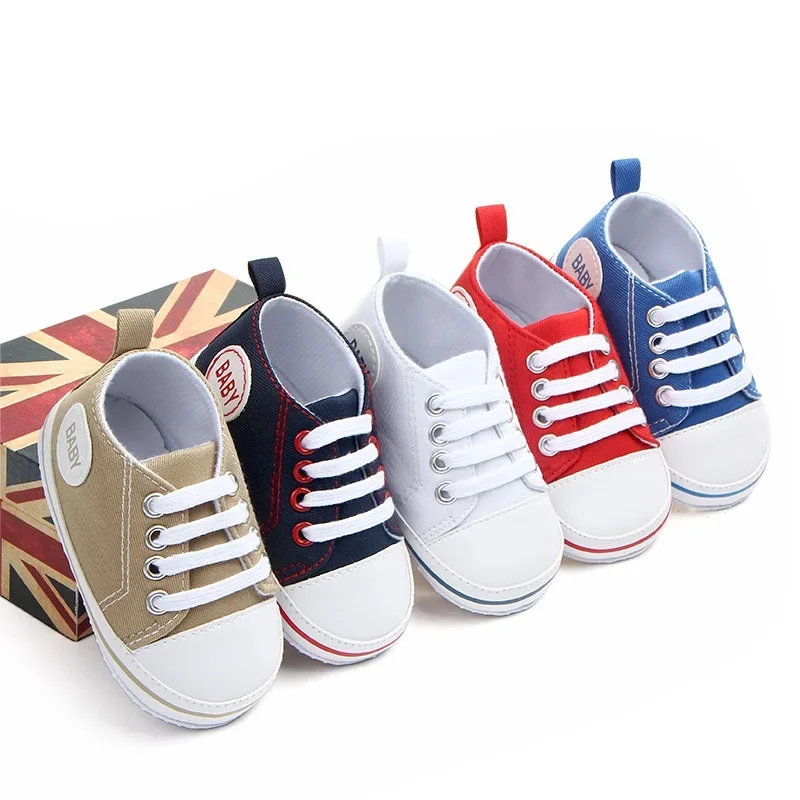 0-12 Months Baby Boys Canvas Shoes Cute Newborn Infant Toddler Crib Sneakers Little Girl Soft Sole Floor First Walkers TS111