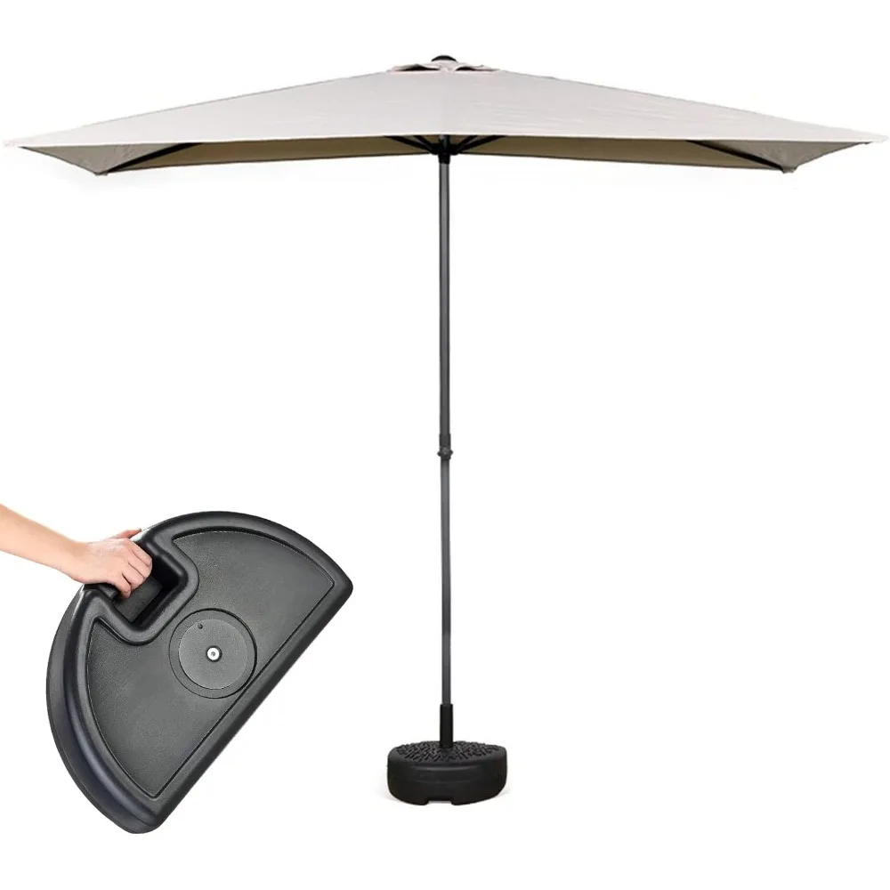 8’Half Rectangular Outdoor Patio Umbrella with Adjustable Height for Wall, Balcony, Garden, Deck, Café, Half Round Base Included