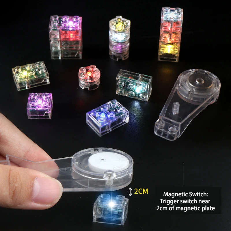 Magnetic Control Switch 3002 3003 3941 MOC LED Building Blocks Multicolor Flashing Lights Parts Bricks Toys Compatible With LEGO