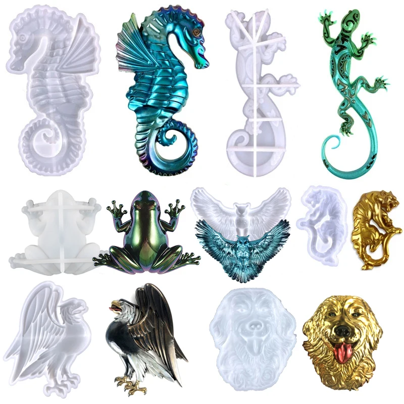 3D Lagarto Silicone Moldes DIY Handmade Home Art Decoração Ornamento Epoxy Resina Molde Animal Sapo Caracol Fazendo Molde De Gesso