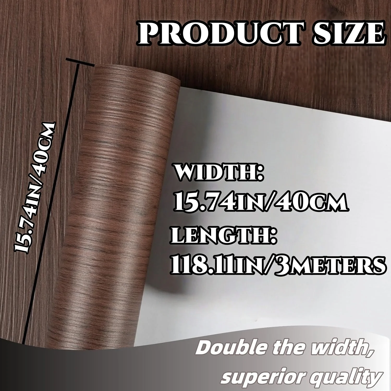 1 Roll 40X300CM Wide Vinyl Flooring Roll Self-Adhesive, Wood Grain Floor Sticker Peel and Stick Floor Stickers Durable