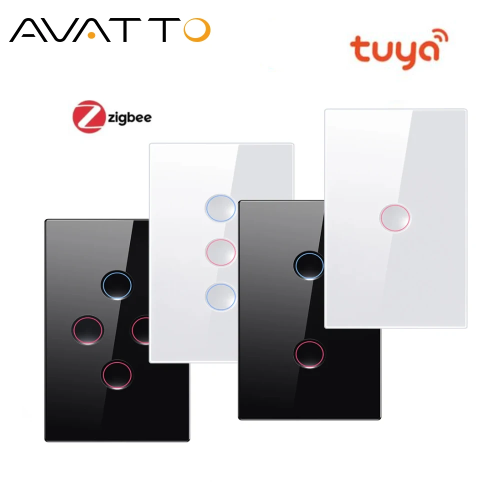 

AVATTO Tuya Smart Zigbee Touch Groove Light Switch 220V Waterproof Smart Life APP Remote Control Works With Alexa Google Home