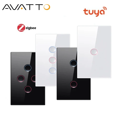 AVATTO Tuya Smart Zigbee interruptor de luz de ranura táctil 220V impermeable Smart Life aplicación remota Control funciona con Alexa Google Home