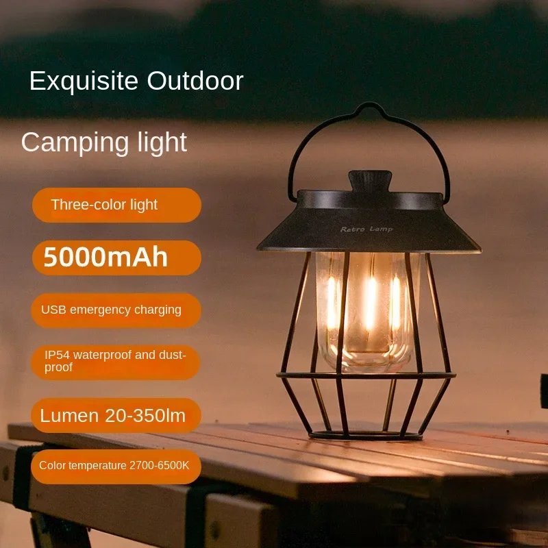 

New Outdoor Camping Lantern Large Capacity USB Emergency Charging Camping Barn Lantern Atmosphere Outdoor Light Customization