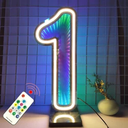 Double sided digital neon lights, 3D neon number signs, starry sky tunnel lights for decorating birthday party events