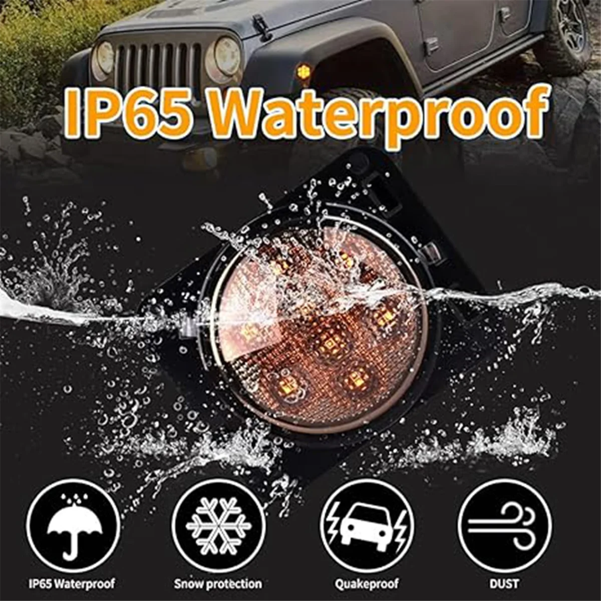 Front Fender Light Halogen Marker Position Turn Signal Light For Jeep_A96E