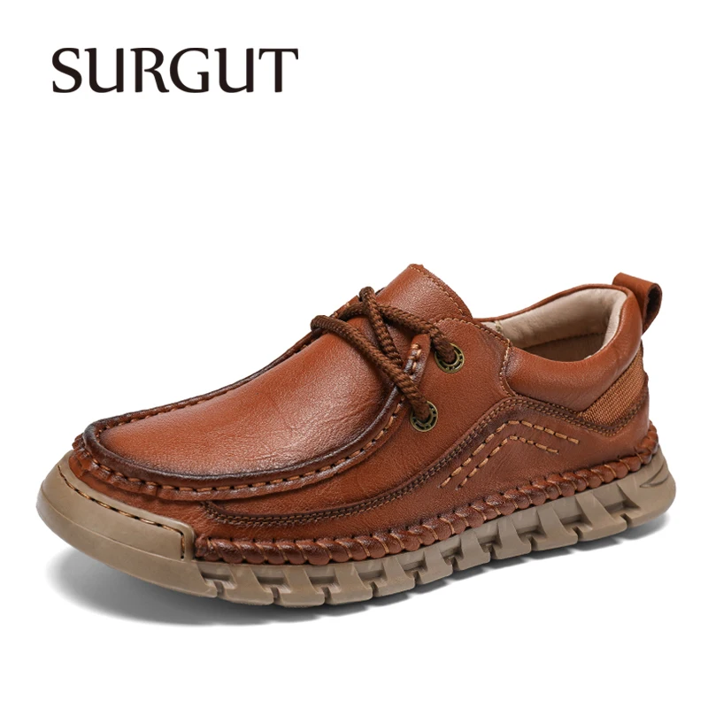 

SURGUT модная повседневная мужская обувь, удобная прогулочная обувь без шнуровки ручной работы, легкая для офиса, путешествий, прочная подошва