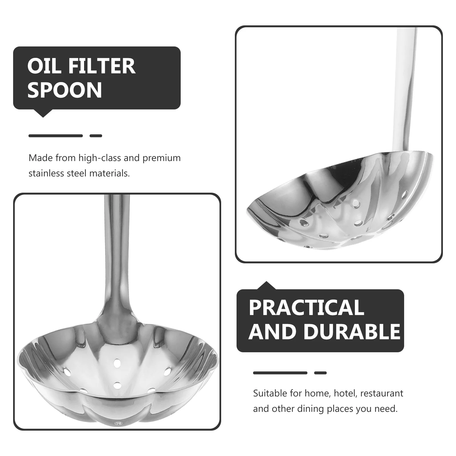 

Stainless Steel Oil Filter Spoon Long Handle Hot Pot Ladle Kitchen Accessory Soup Skimmer Multi-Function Strainer For Home