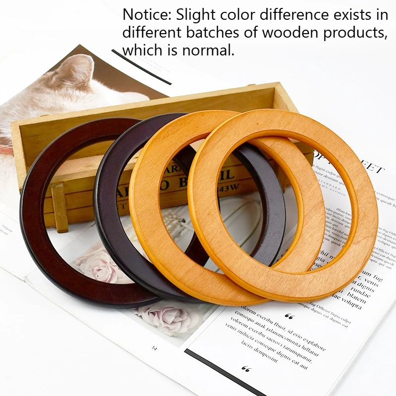 1/2Pc Round D-shaped Wooden Bag Handle Metal Ring Handbag Handles Replacement DIY Purse Luggage Handcrafted Accessories for Bags