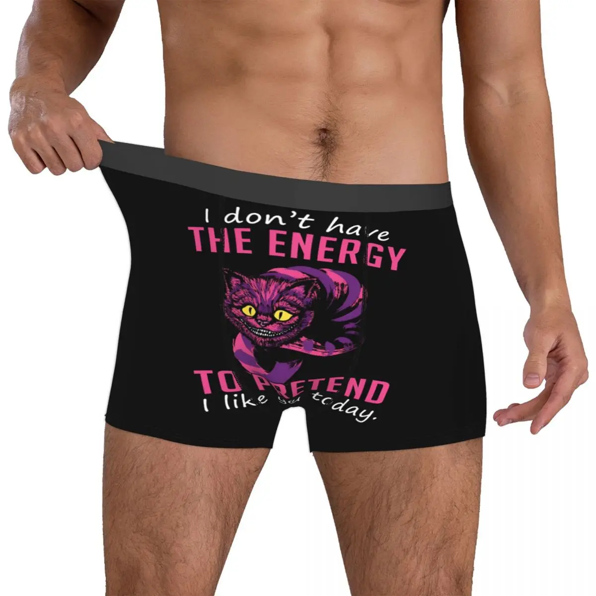 

Мужские трусы-боксеры с аниме-котом Чешир, мультяшные трусы-майки, крутые трусы с манга-принтом