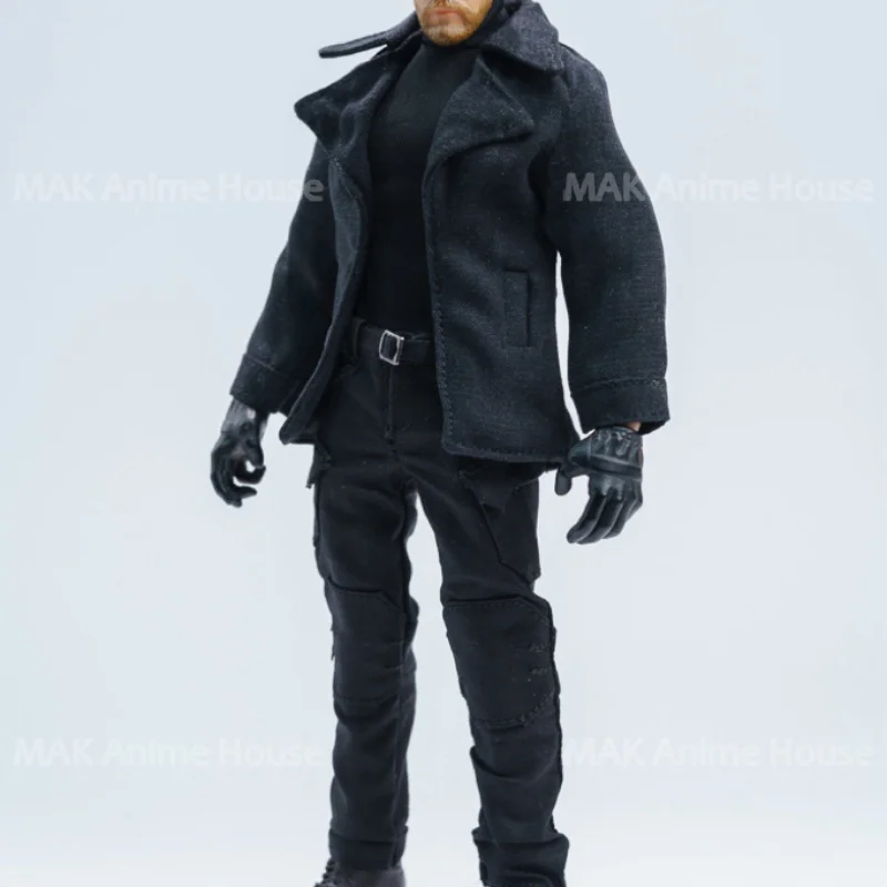 Romankey 1/12 Chris Black Outfit Set Windbreaker Pants High Neck Shirt Model For 6'' Male Action Figure Soldier Body Doll