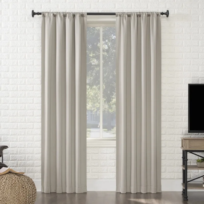 

Zero Avery 100% Blackout Rod Pocket Single Curtain Panel, 40" x 95", Stone