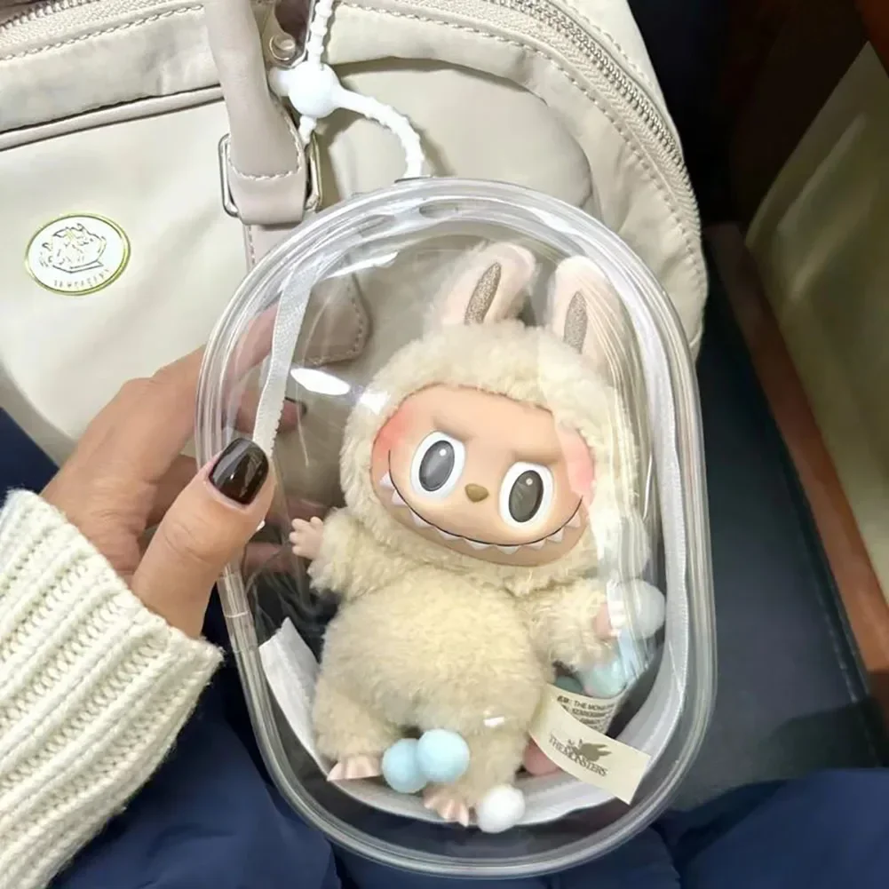 11.5x6.5x17.2cm Doll Bag for Labubu Cotton Doll Out Bag 15cm Plush Doll Dust Drying Transparent Doll Bag Doll Accessories